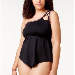 Becca Mardi Gras one shoulder tankini top